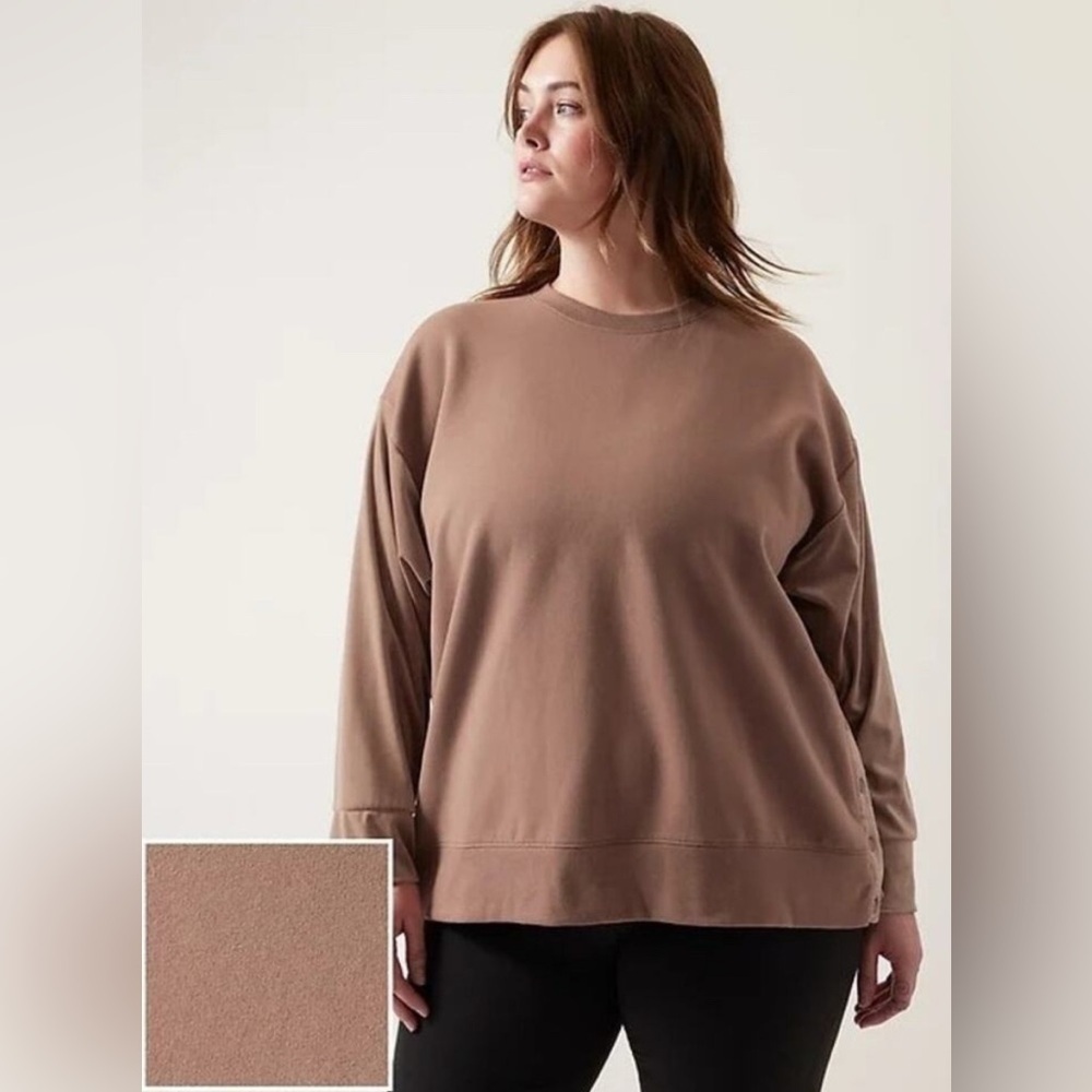 NWT Athleta Retroplush Tan Velvet Crewneck Sweatshirt Size 2X